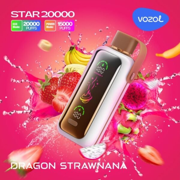 Vozol Star 20K Puffs (5% nicotine) Dragon Strawnana