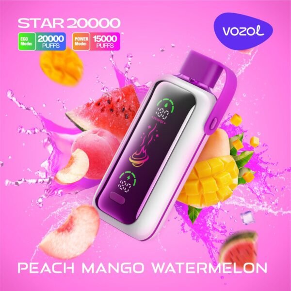 Vozol Star 20K Puffs  (5% nicotine) Peach Mango Watermelon